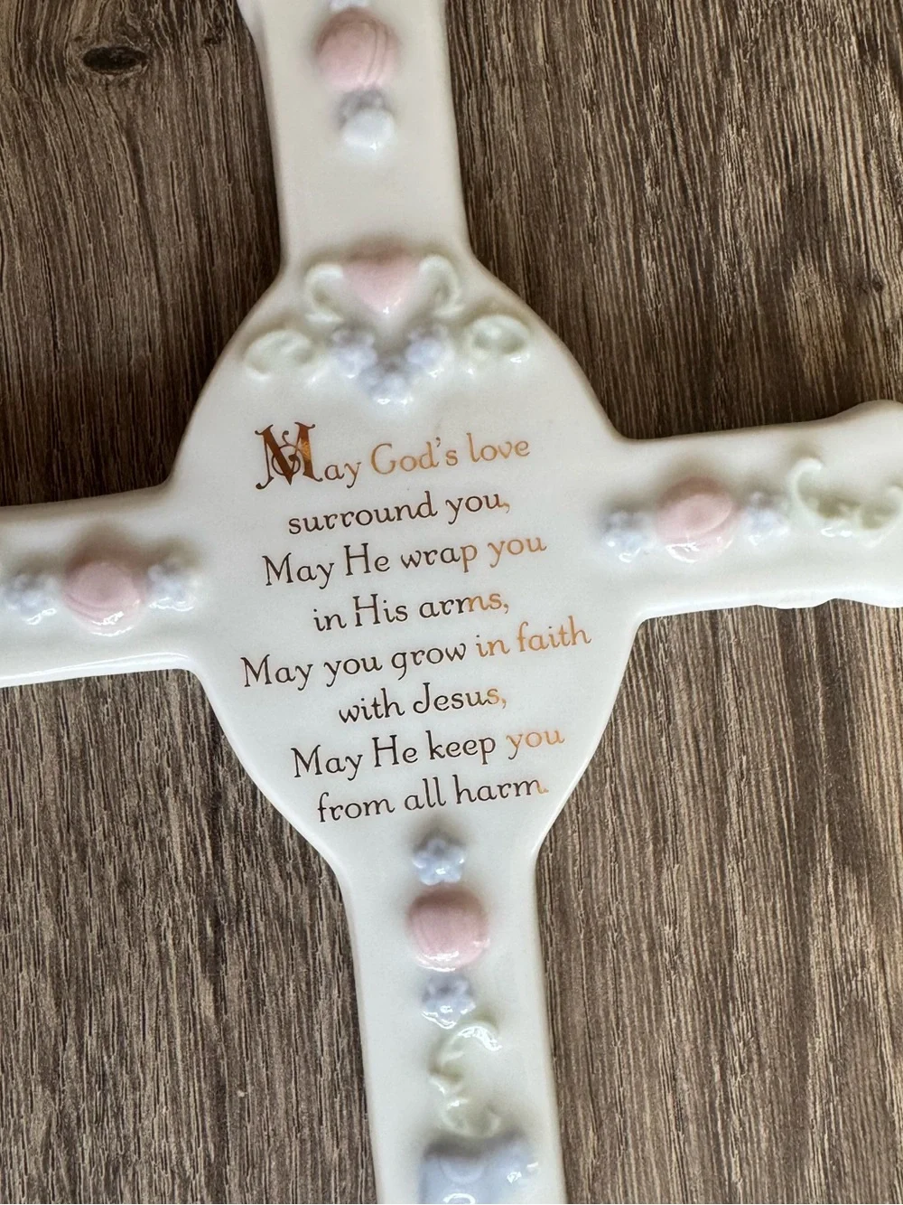 Porcelain Baby Baptism Wall Cross
